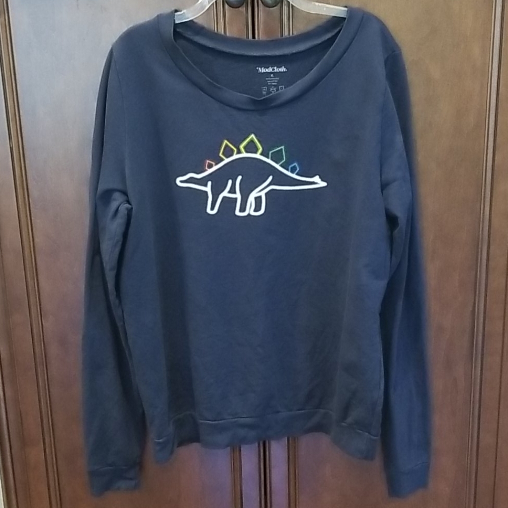 Stegosaurus Dinosaur Rainbow Sweatshirt Sz XL